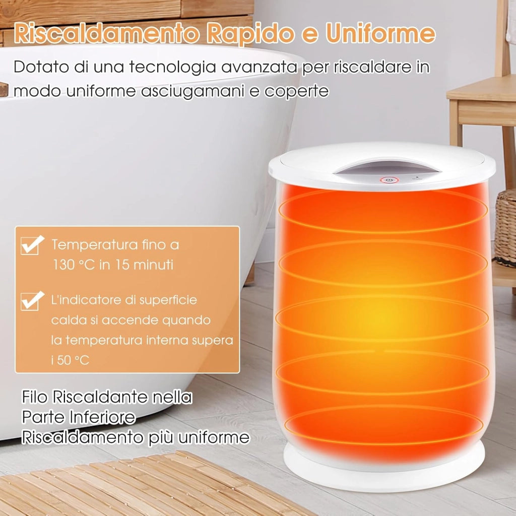 COSTWAY Scalda Asciugamani Secchio Grande da 21L, con Timer da 20-90 Minuti e modalità Asciugatura da 2-5 Ore, Spegnimento Automatico, Riscaldatore da Bagno per Asciugamani Oversize e Coperte