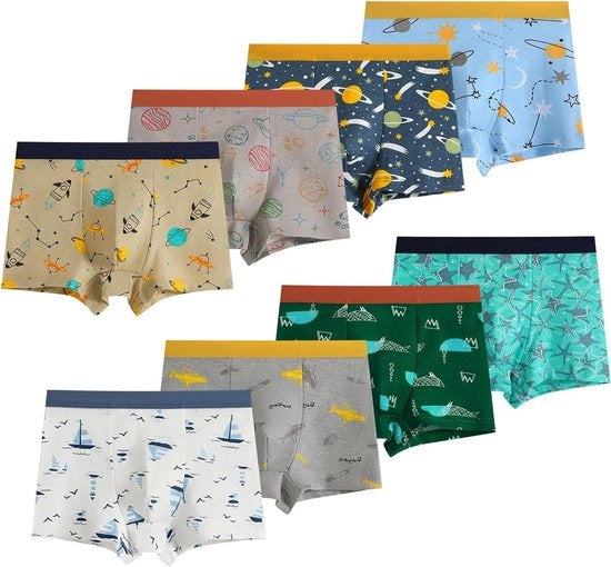 Boxer da Uomo con Disegno di Dinosauro - Set di 8 - Sottoveste di Coton per Ragazzi da 2 a 12 Anni