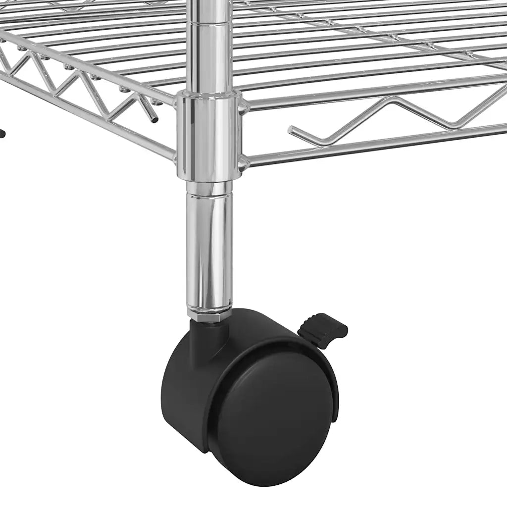 Scaffale a 5 Livelli con Ruote 75x35x155 cm Cromato 250 kg CFW6210452