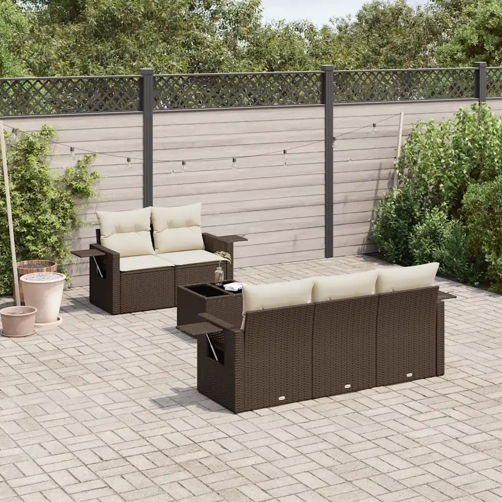 Set Divano da Giardino 6 pz con Cuscini Marrone in Polyrattan 3252240