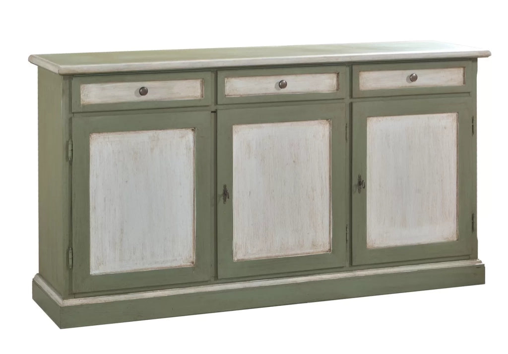 Madia credenza in legno bicolore cerato bianco/verde l.156 p.42 h.85 - Mobili 2G