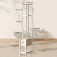 Lampada da Terra Moderna con Ripiani Aperti Cassetto di Tessuto e Interruttore a Pedale per Camera da Letto Soggiorno Bianco