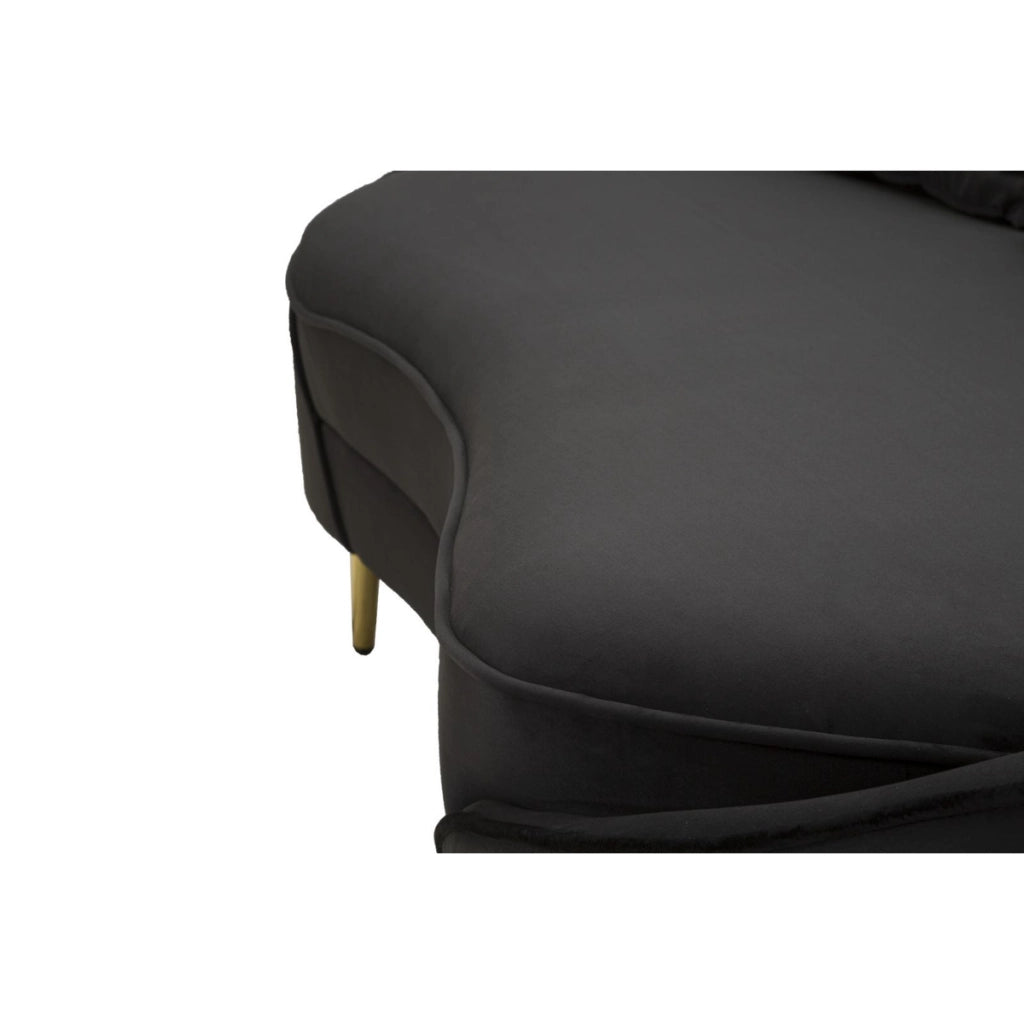 Divano VKH43, Nero, Legno, 185x84x68 cm