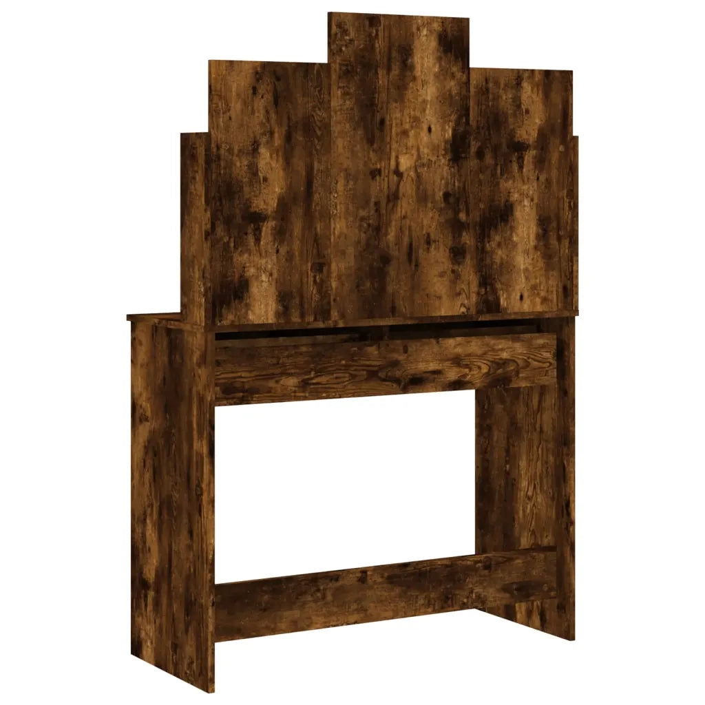 Toeletta con Specchio-Tavolo da Vanit¨¤ Rovere Fumo 96x39x142 cm