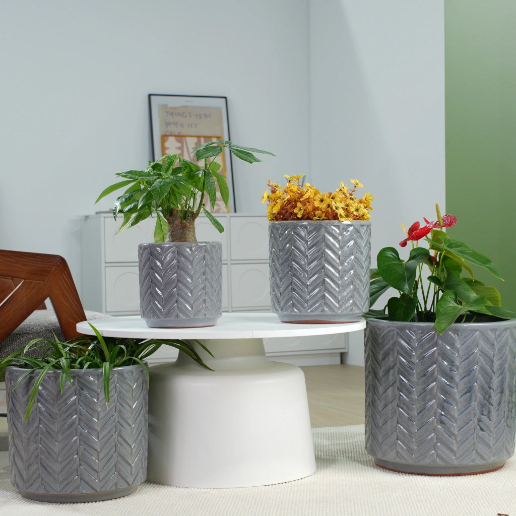 VASO DA FIORI 38 cm in ceramica grigio cenere lavorato a mano