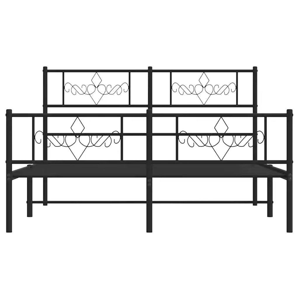 vidaXL Giroletto con Testiera e Pediera Metallo Nero 150x200 cm