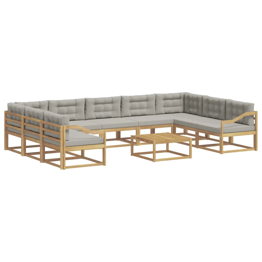 Set di divani da esterno 10 pz Bianco e Grigio Chiaro 3387085