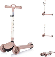 Monopattino per Bambini 3 anni Rosa Modello Luxury fino a 50kg Scooter con ruote LED Pedana antiscivolo Freno incluso Re
