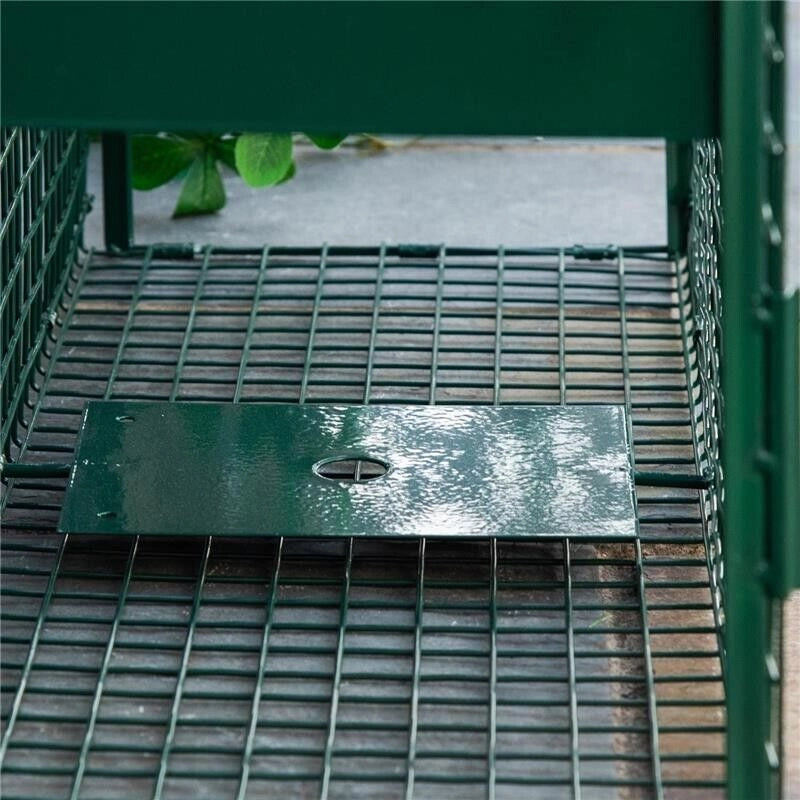 GABBIA TRAPPOLA PER ANIMALI VIVI PICCOLI CON DOPPIA PORTA E MANIGLIA, 80X25X30CM, VERDE SCURO