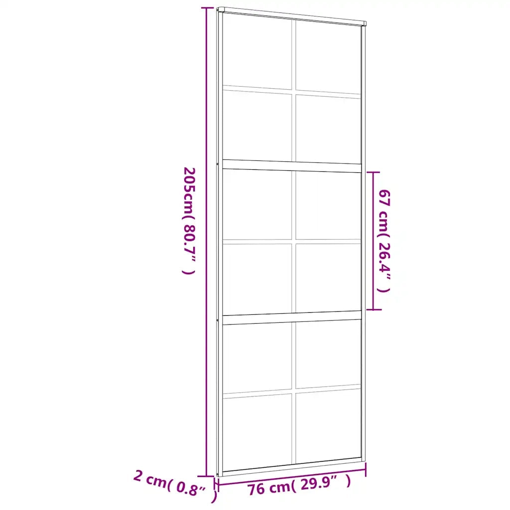 Porta Scorrevole Dorata 76x205 Vetro Trasparente ESG Alluminio 155166