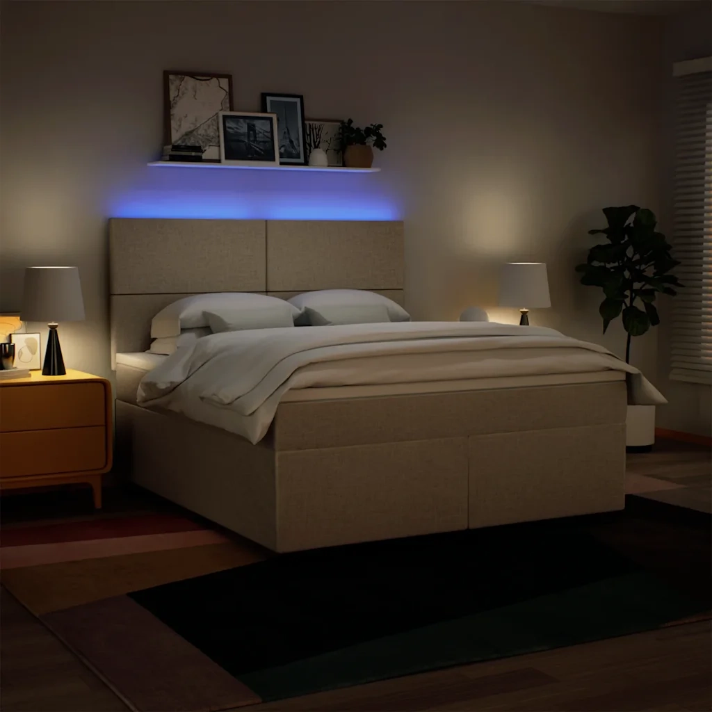 Giroletto a Molle con Materasso Crema 180x200 cm in Tessuto 3292865
