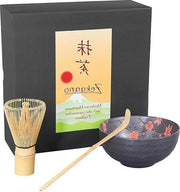 Set di Matcha 3 pezzi antracite-rosso - contenitore di matcha in bambù - Aricola