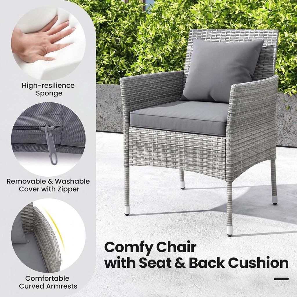 Set di mobili da balcone piccolo balcone, mobili da giardino in rattan, tavolo da bistrot con 2 sedie, mobili da balcone, set da 3 pezzi con cuscino, balcone, set da 2 sedie, 1 tavolo per 2