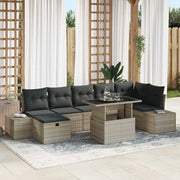 Set Divano da Giardino 8 pcs Grigio chiaro Poly Rattan 3359889