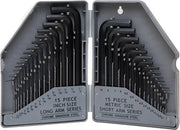Set di chiavi a 30 pezzi per interno angolo, set di chiavi a croce, set di chiavi a ingranaggio, in polliche e centimetri, con lama di acciaio termicamente trattata, chiavi corte e lunghe per uso industriale.