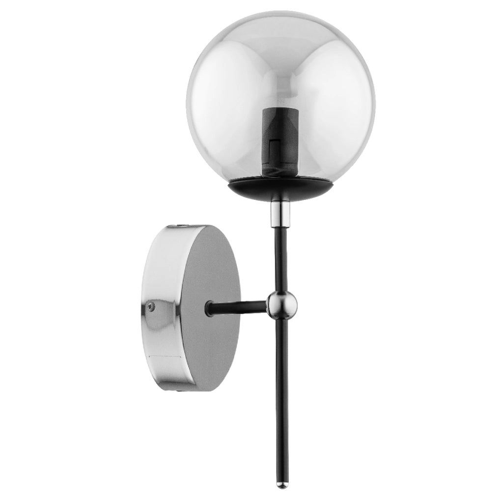 Applique moderna nero/cromo sfera vetro grafite E14 10W