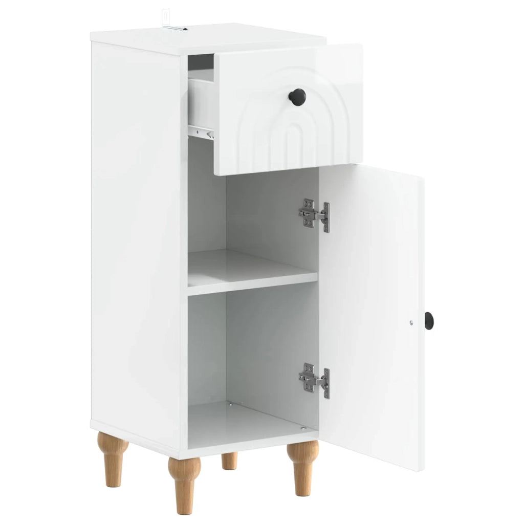 Mobiletto da Bagno ALKMAAR Bianco Lucido 30 x 31 x 80 cm 896169