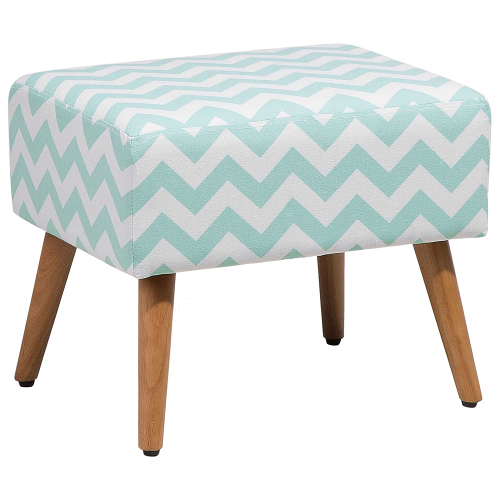 Poggiapiedi in Cotone color Verde Menta con Gambe in Legno Motivo Orientale stile etnico