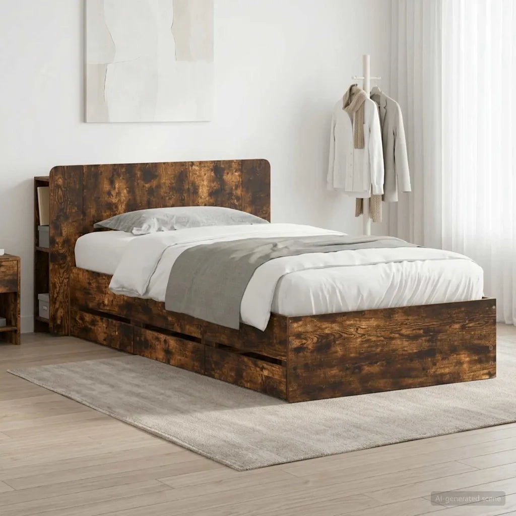 Telaio del letto con storage Rovere Fumo 90 x 200 cm