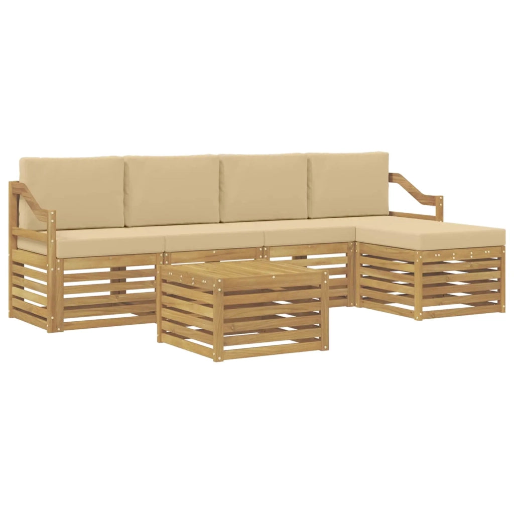 Set di divani da esterno 6 pcs Bianco e Beige Poliestere
