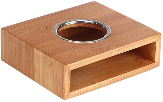 Accessori per Tè - Riscaldatore Quadrato per Tazza di Tè in Bambù - Cuoio - Accessori per Tè - Fonte di Energia Passiva - Adatto per l'Uso Domestico