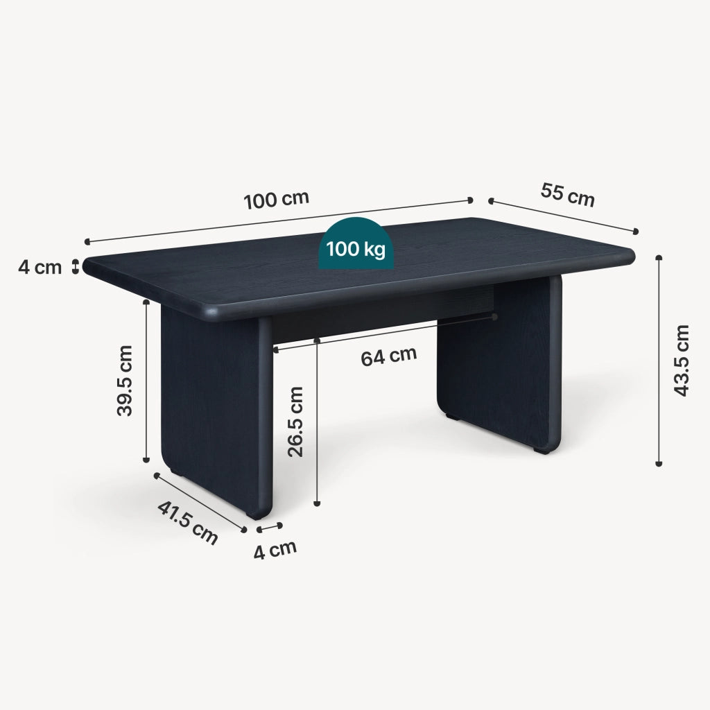 Tavolino Rettangolare da Salotto Gäljami 100 x 55 x 44 cm - Nero [en.casa]