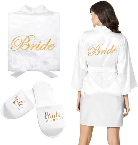 Kimono da Sposa con V- Collo e Pantofola - Materiale Polyester/Fluore - Lavabile in Macchina