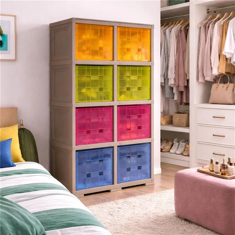 SCAFFALE 2 MODULI CON 8 CONTENITORI CUBO TALPA 79X41X164 CM – LIBRERIA PORTAOGGETTI MODULARE PER CAMERETTA, STUDIO E SPAZI CREATIVI OMNIMODUS
