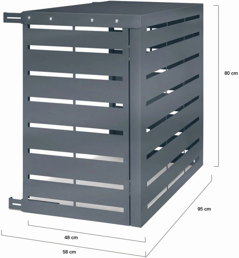 Copertura per condizionatore d'aria in metallo grigio carbone per unità esterna 95 x 48 x 80 cm