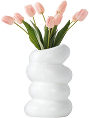 Vaso Decorativo per Fiori con Spirale Bianca Vaso Pampas Mini per Ambiente Boho Vaso per Tulipani per Soggiorno Cucina Ufficio Decorativo