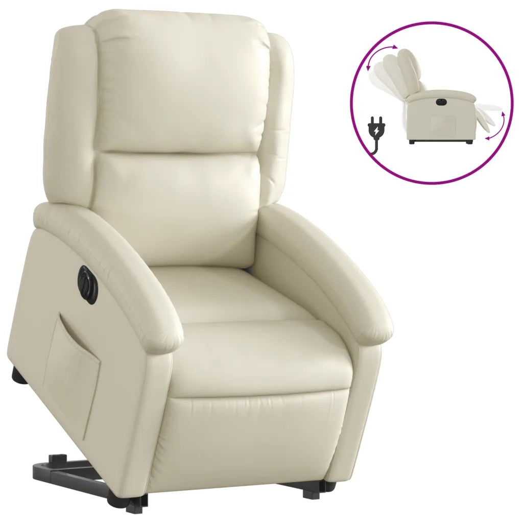 Poltrona Alzapersona Reclinabile Crema in Similpellecod mxl 85103
