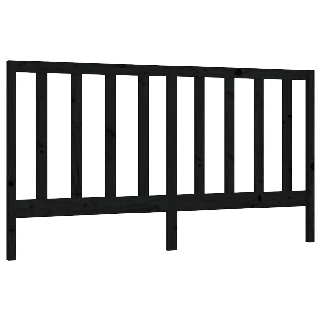 Testiera | Testata per Letto Nera 186x4x100 cm in Legno Massello di Pino