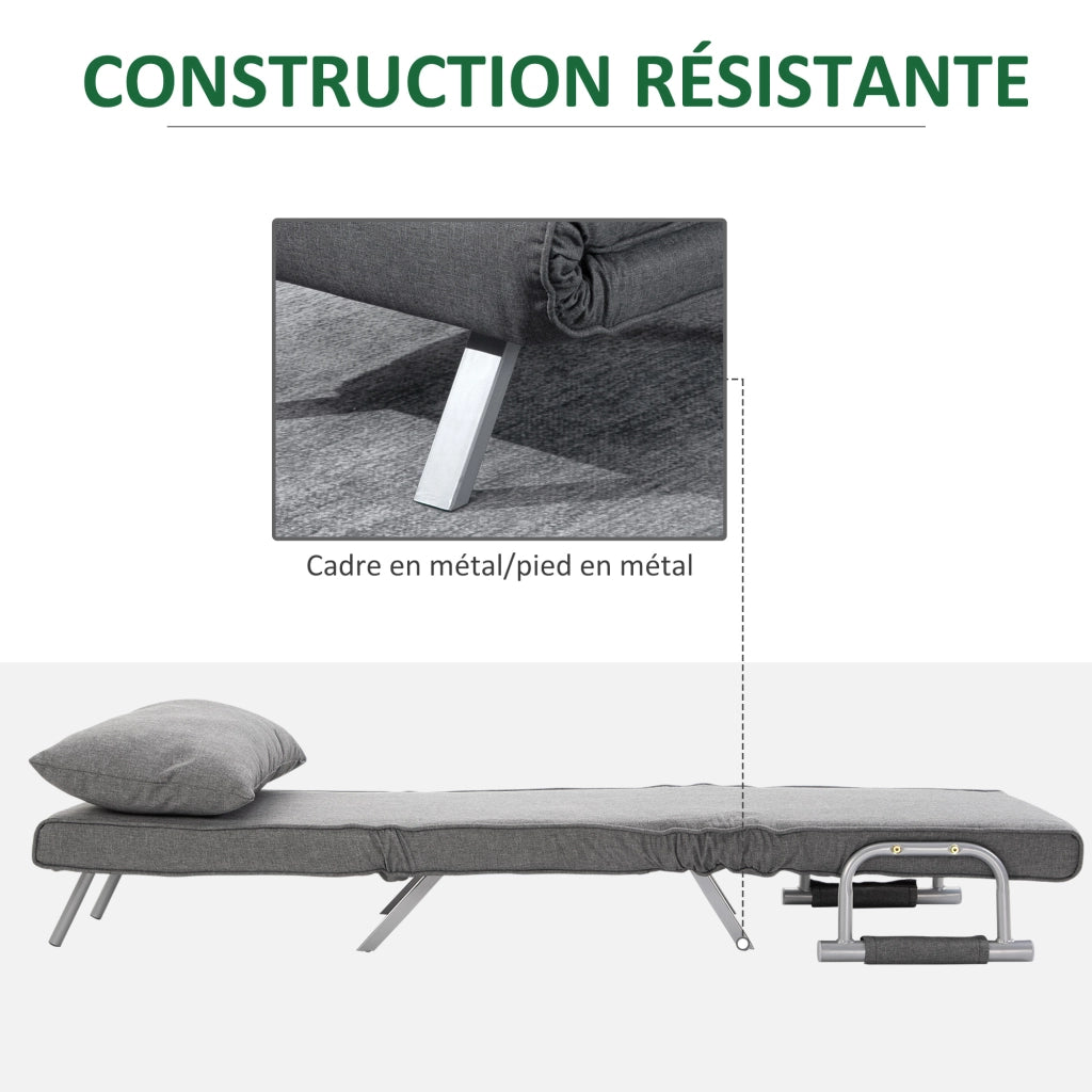 Poltrona letto 1 posto ¨C Minimal ¨C grigio chiaro tessuto metallo