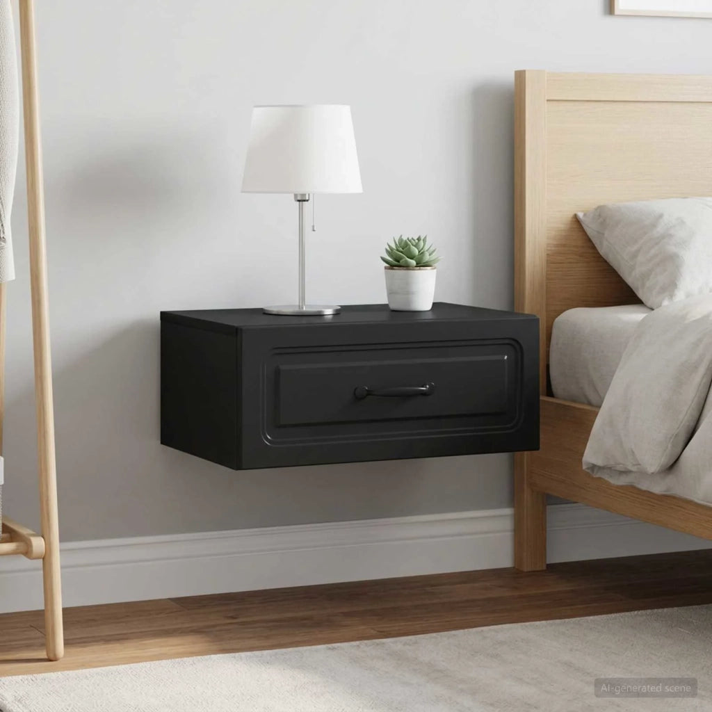 Mobiletto da notte a muro 2 pcs Nero 49 x 34,5 x 20 cm 899298