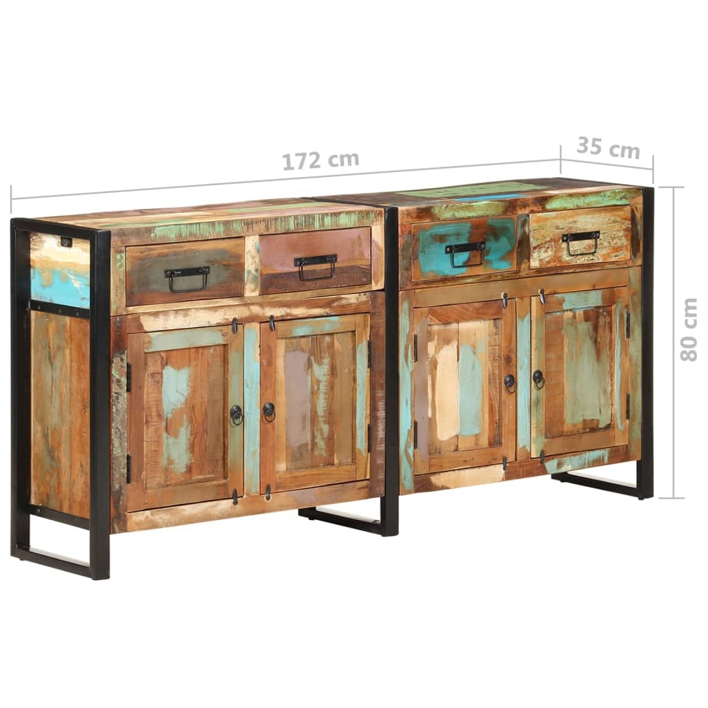 Credenza cassettiera cassettiera mobile contenitore organizer cucina soggiorno soggiorno 172 x 35 x 80 cm legno massello di recupero marrone 02_0029559
