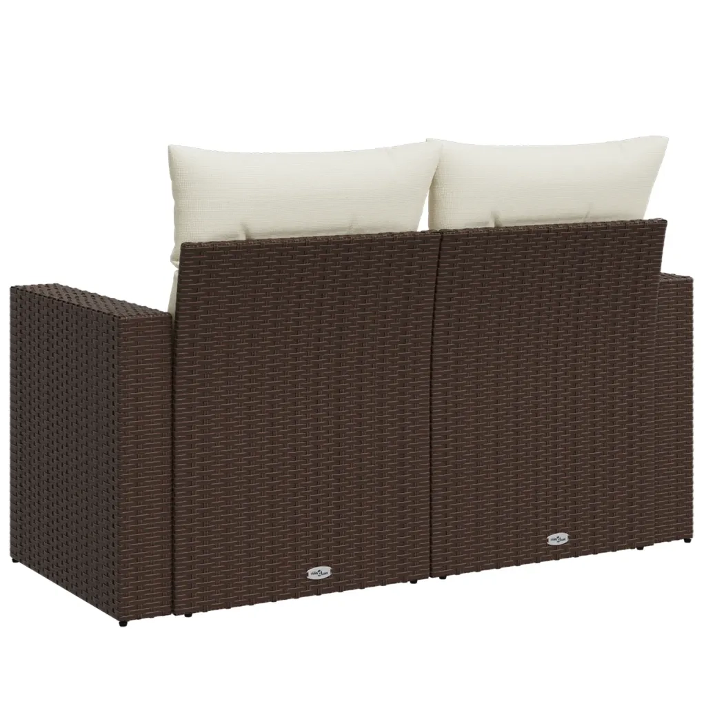 Divano da Giardino a 2 Posti-Sofa da giardino con Cuscini in Polyrattan Marrone 830404