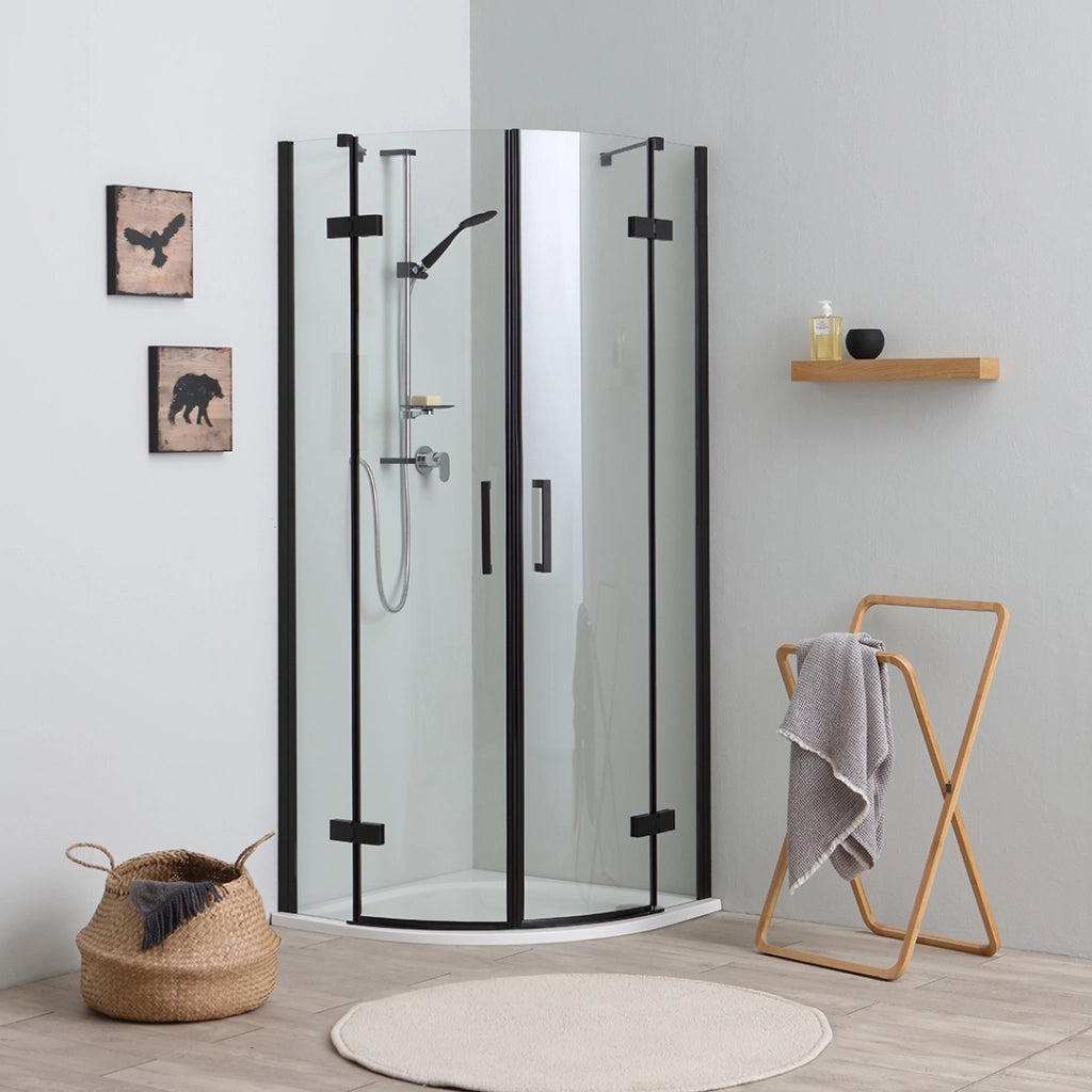 Box doccia semicircolare 90x90 apertura battente nero