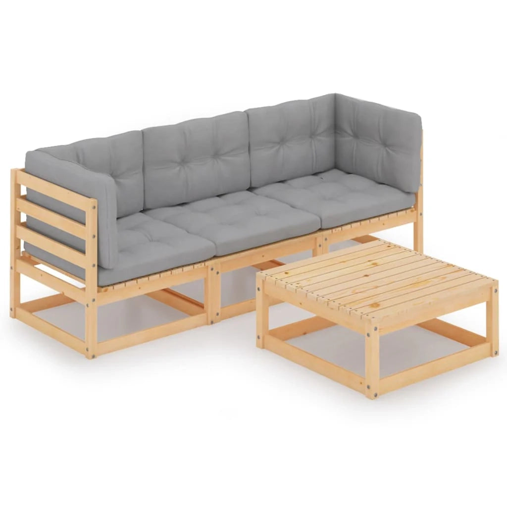 Set di mobili da giardino mobili da esterno 4 pezzi con cuscini legno massello di pino 02_0016112