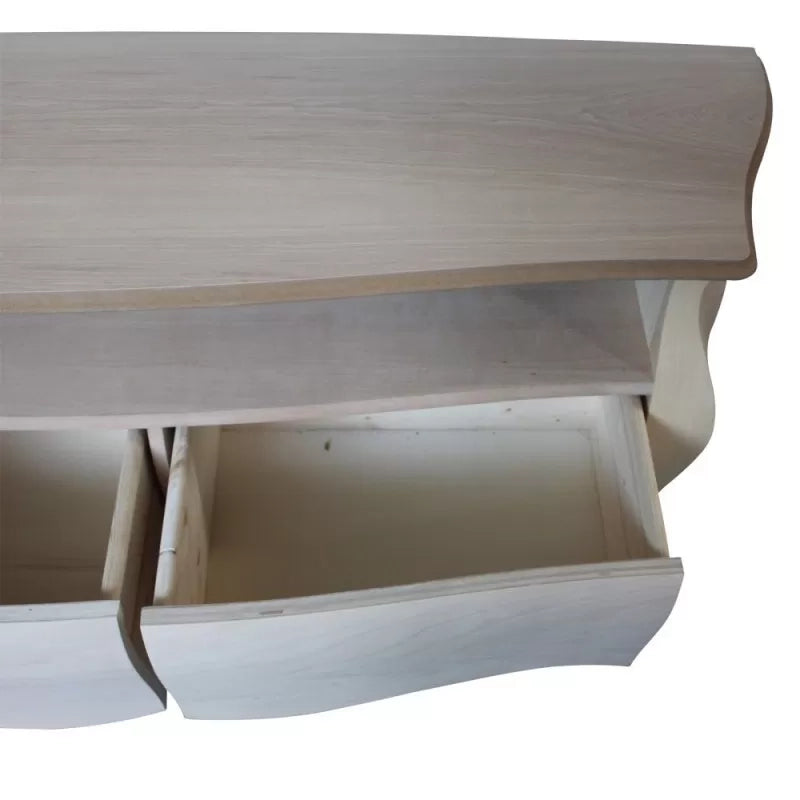 Porta tv  classico in legno bombato 3 cassetti grezzo l.176 p.45 h.62 (3268) - Mobili 2G