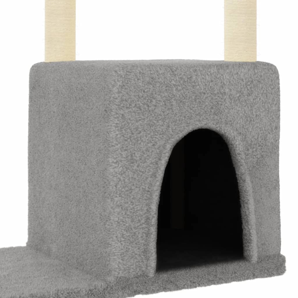 Tiragraffi per gatti torre per arrampicata giocattolo piattaforma per arrampicata con tiragraffi in sisal leggero 97,5 cm grigio 02_0022636