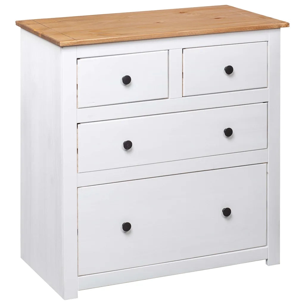 Credenza Bianca 80x40x83 cm in Legno Massello di Pino Panama 282657