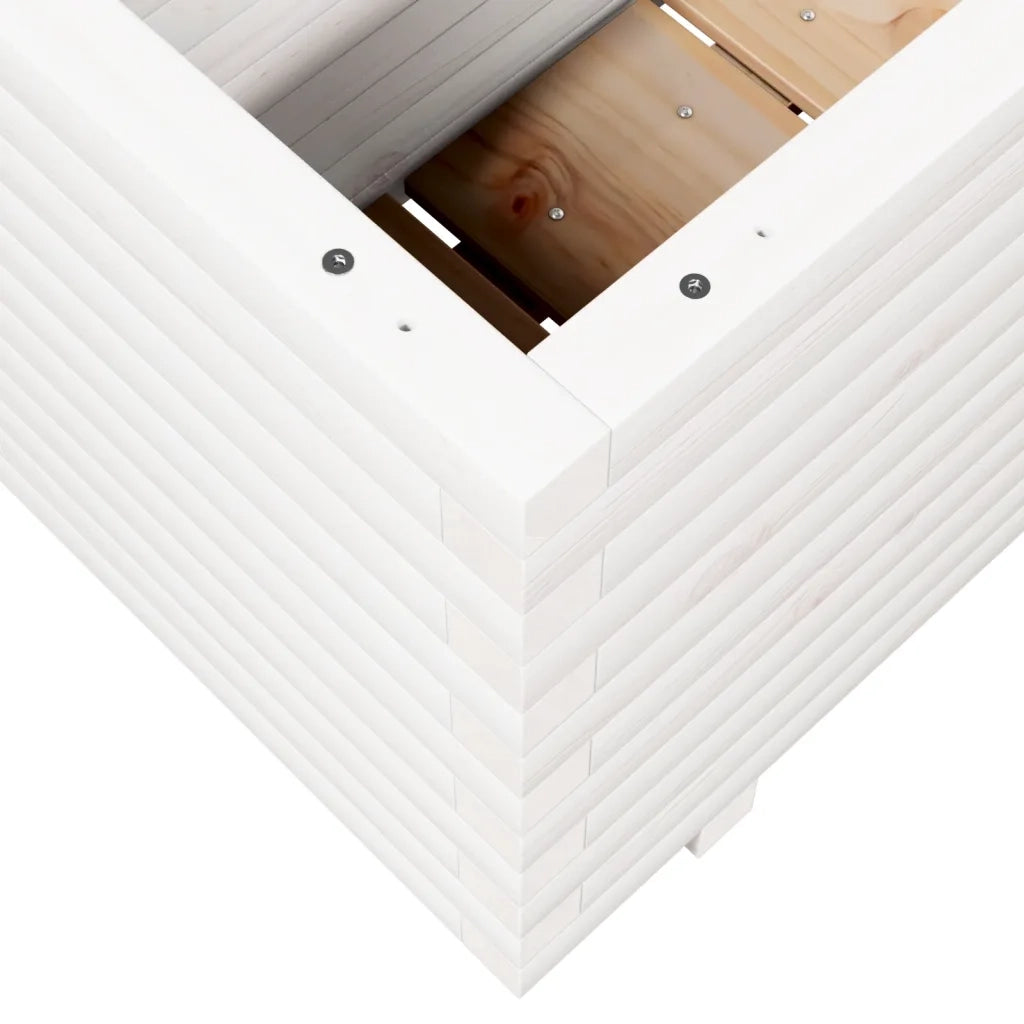 Fioriera da Giardino-Vaso da Esterno Bianca 70x40x49,5cm Legno Massello di Pino 786538