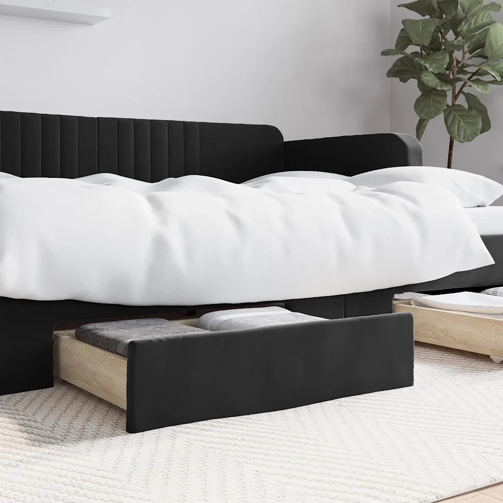 Cassetti da Letto 2 pz Neri in Legno Multistrato e Velluto CFW1329745