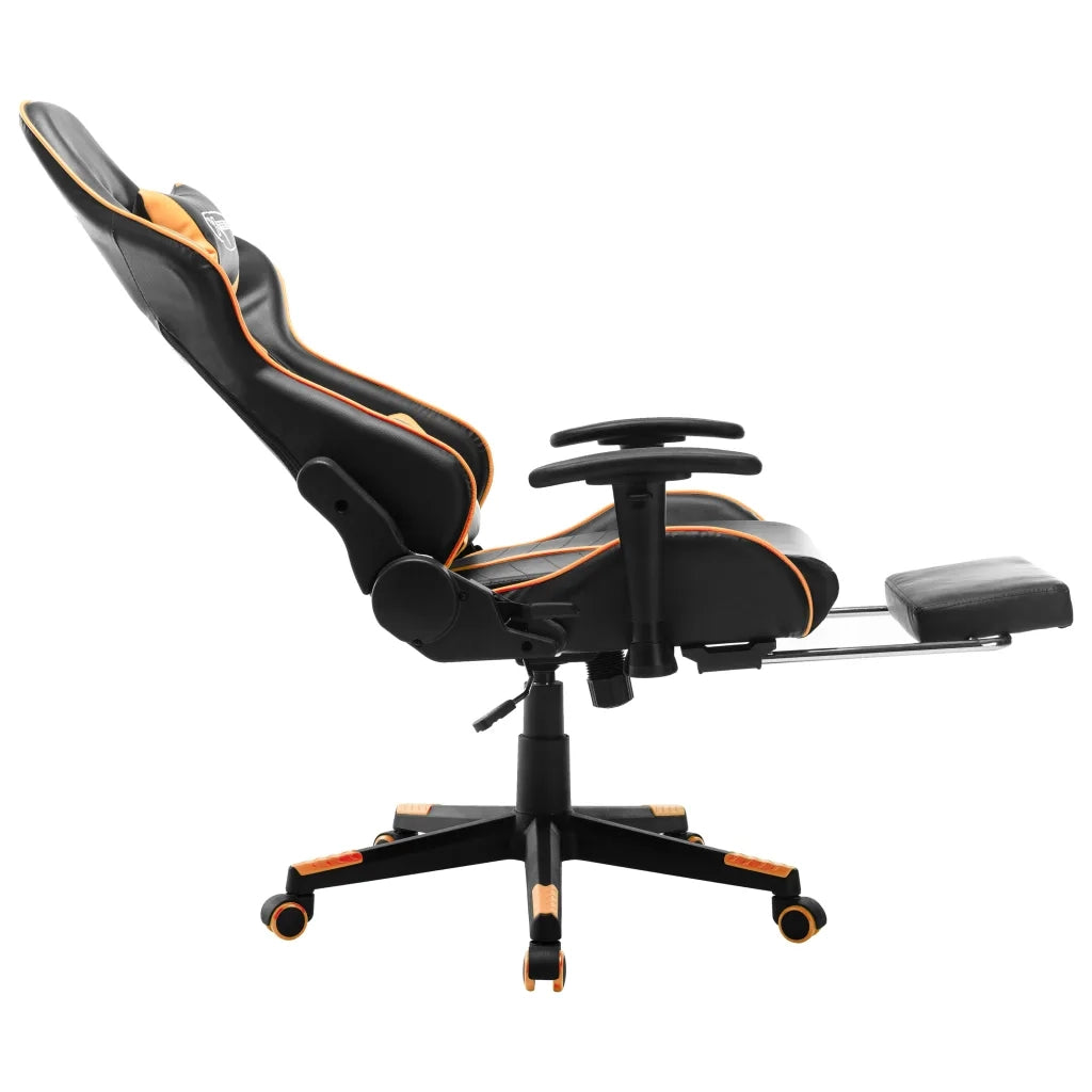 Sedia da Gaming | Sedia da e-sports con Poggiapiedi Nera e Arancione in Similpelle