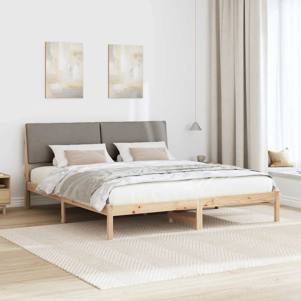 Struttura del Letto con testiera Marrone e taupe 200 x 200 cm