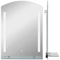 kleankin Specchio per Bagno con Luce LED Regolabile a 3 Colori e Mensola in Vetro, 50x12x70 cm, Argento