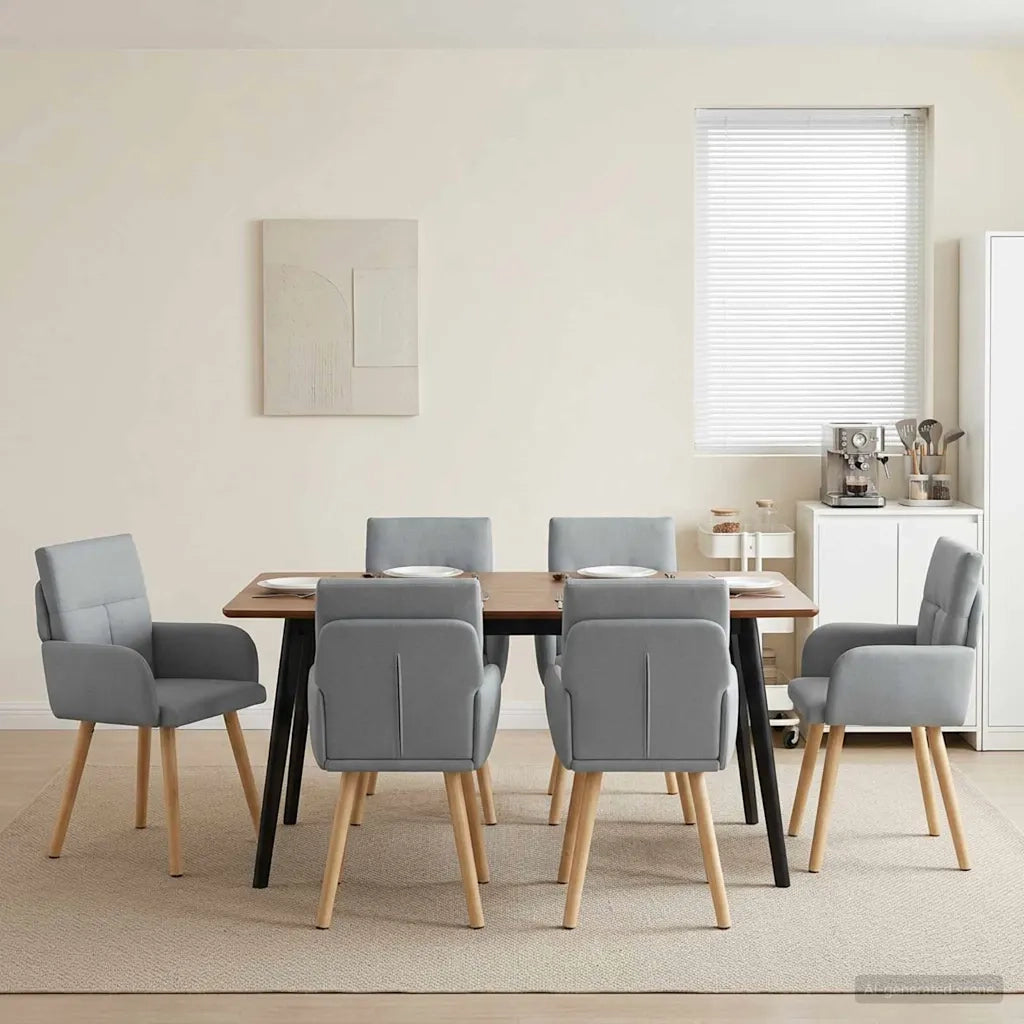 Sedie da pranzo 6 pcs Tessuto Grigio Chiaro 60 x 56 x 96 cm 3428365