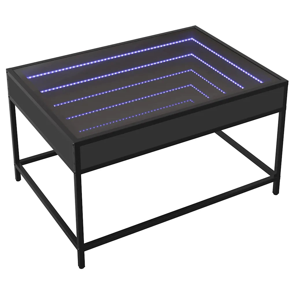 Tavolino da Salotto con LED Infinity-Tavolino da soggiorno Nero 70x50x41 cm