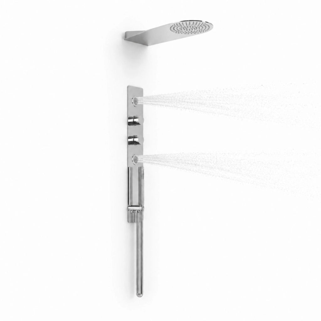 Wall kit a parete da incasso a muro acciaio inox + soffione doccia a parete acciaio inox punta tonda