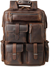 Borsa a Spalla in Pelle per Uomo con Porta Laptop 15,6 Pollici Grande Capacità Borsa da Scuola in Pelle Borsa a Spalla per Uomo Trolley per Uomo per Lavoro e Viaggio, Cuoio Marrone